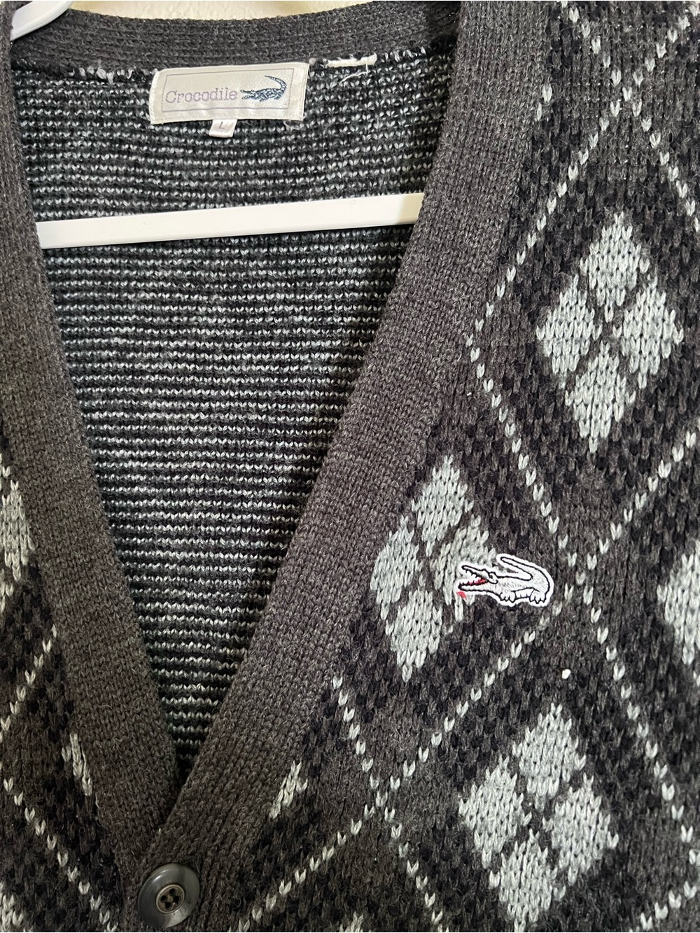 Vintage Charcoal Crocodile Knit Cardigan